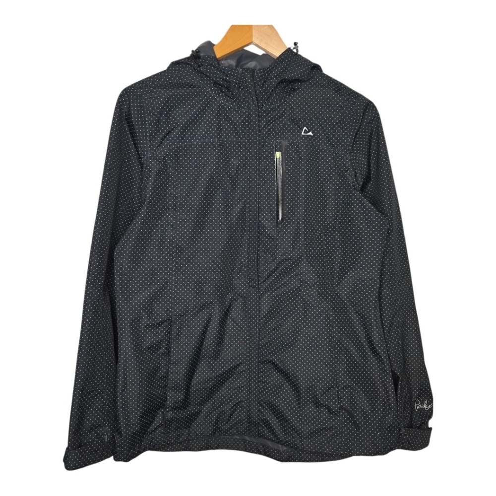 Paradox Womens Polka Dot Full Zip Hooded Waterproof Rain Jacket Size Small
